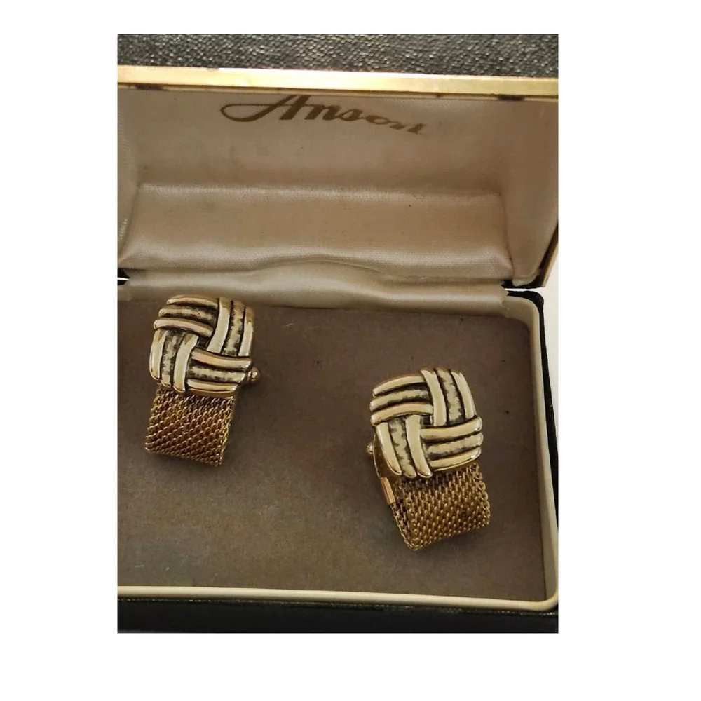 Vintage Anson Gold Mesh Cufflink Set - NOS